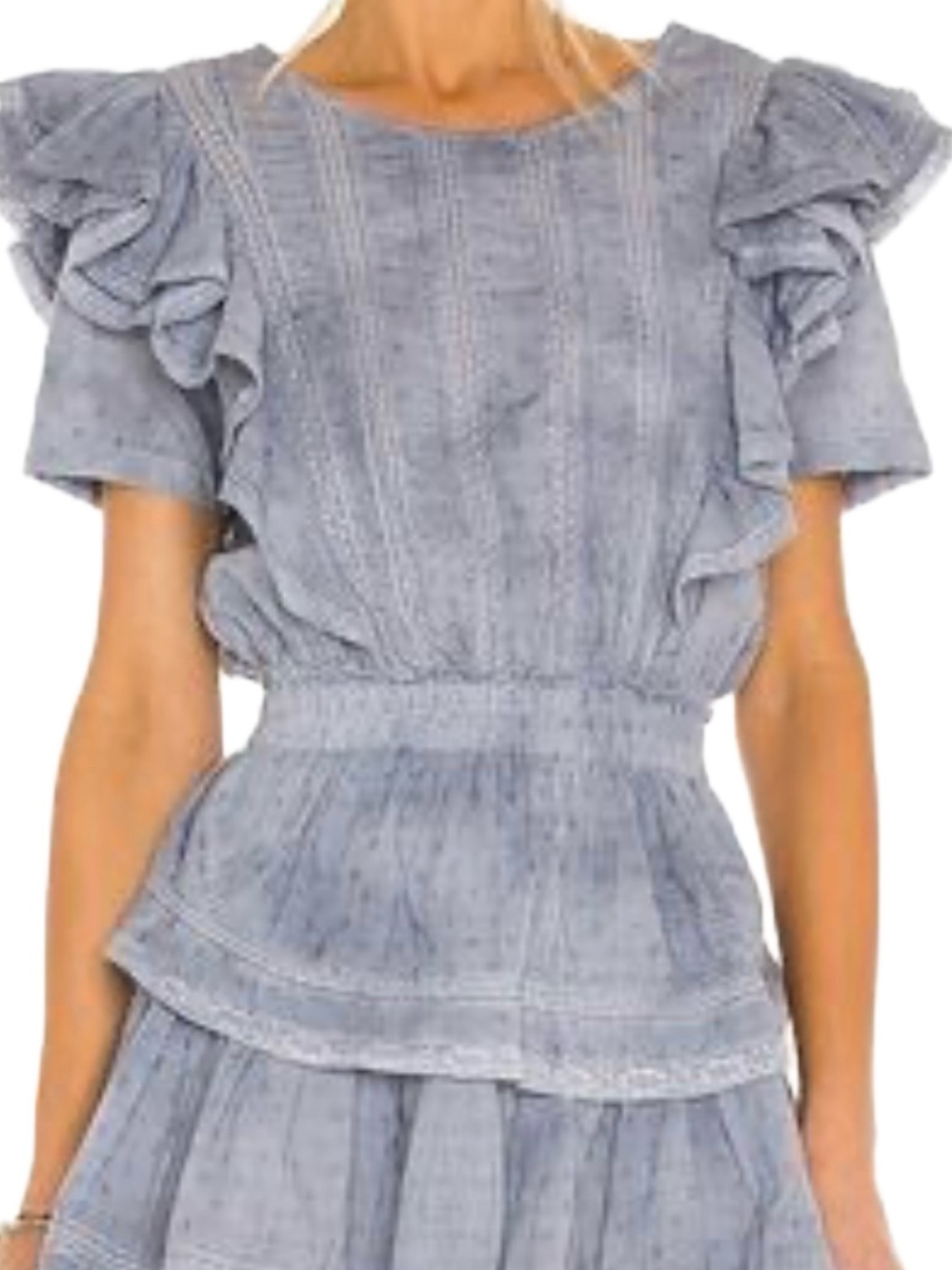 LoveShackFancy Light Blue Ruffle Natasha dress brand new size large